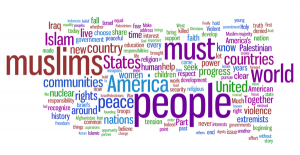 Tag cloud from Obama's Cairo speech