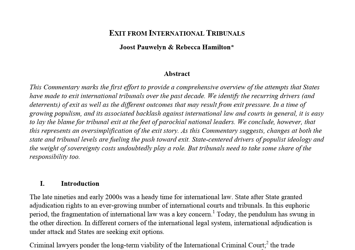 Exit from International Tribunals